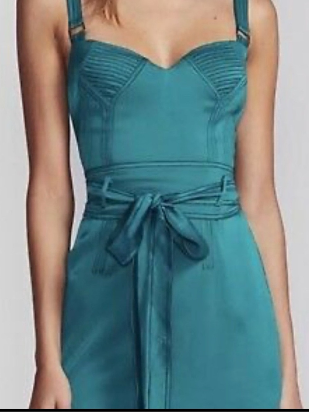 Free People Teal Belted Satin Dress